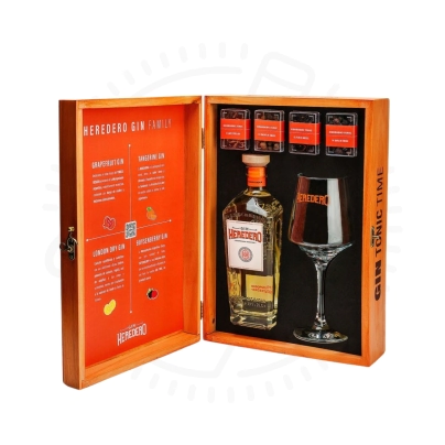 GIN HEREDERO ESTUCHE MADERA MANDARINA